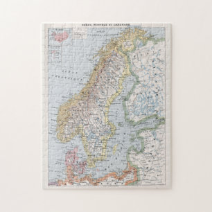Vintage Map of Norway and Sweden (1900) ジグソーパズル