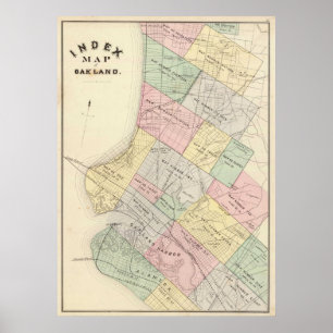 Vintage Map of Oakland California (1878) ポスター