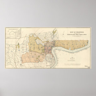 Vintage Map of Shanghai China (1918) ポスター
