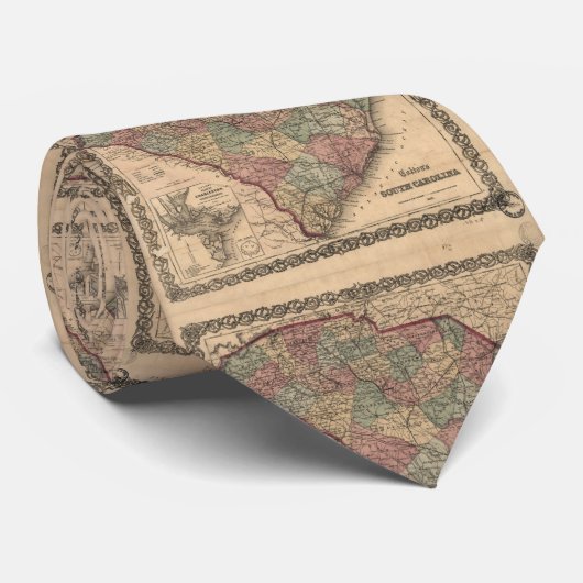 Vintage Map of South Carolina (1865) ネクタイ (ロール)
