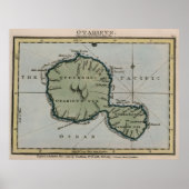 Vintage Map of Tahiti (1800) ポスター (正面)
