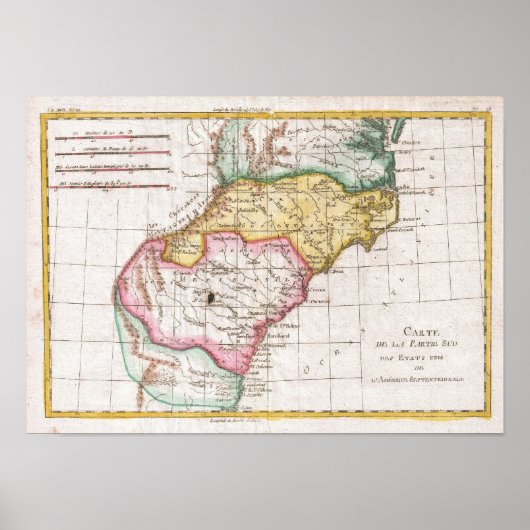 Vintage Map of The Carolinas (1780) ポスター (正面)