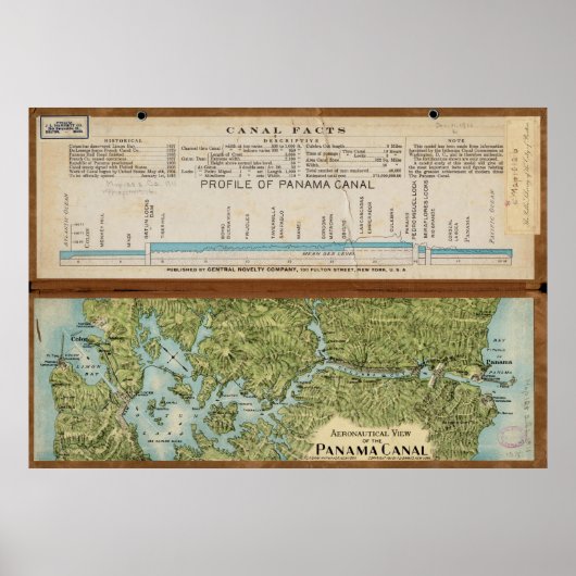 Vintage Map of The Panama Canal (1911) ポスター (正面)