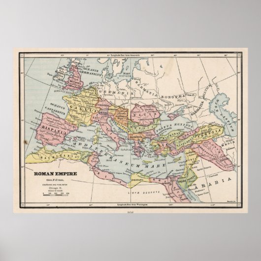 Vintage Map of The Roman Empire (1882) ポスター (正面)
