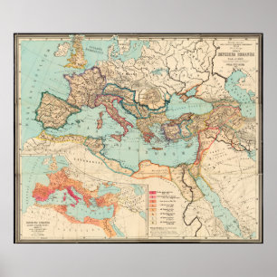 Vintage Map of The Roman Empire (1889) ポスター