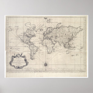 Vintage Map of The World (1750) ポスター