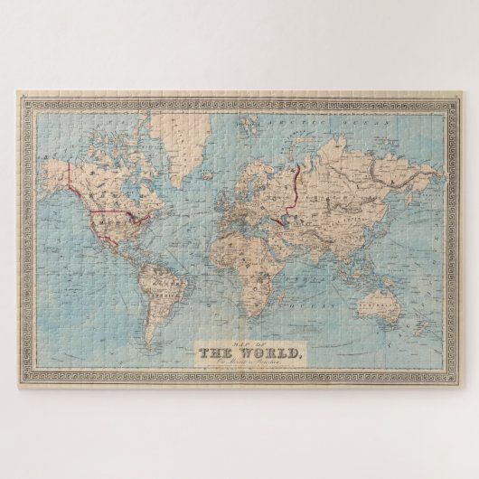 Vintage Map of The World (1876) ジグソーパズル (横)
