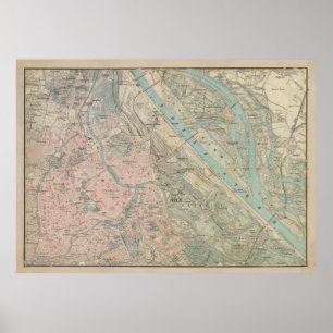 Vintage Map of Vienna Austria (1875) ポスター