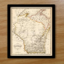 Vintage map of Wisconsin 1852