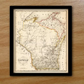 Vintage map of Wisconsin 1852 ポスター