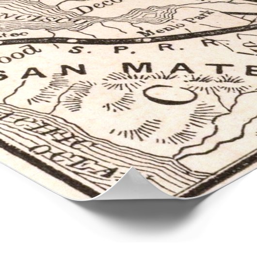 Vintage Map of Yosemite 1876 ポスター (角)