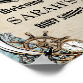 Vintage Map Pirate Treasure Baby Shower Welcome ポスター (角)