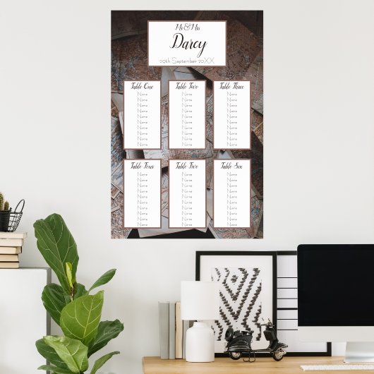 Vintage Maps Seating Chart ポスター (ホームオフィス)