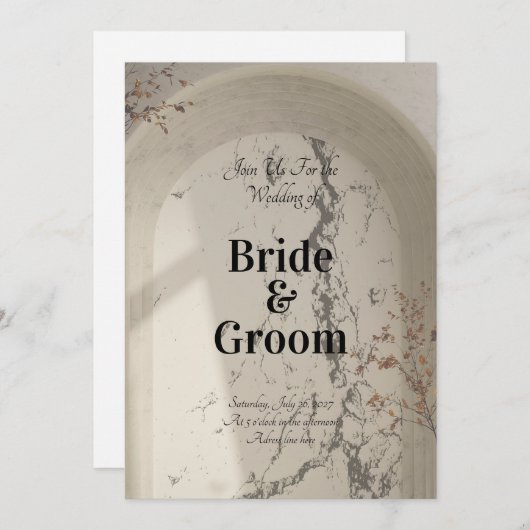 Vintage Marble Arch Botanical Wedding Invitation 招待状 (正面/裏面)