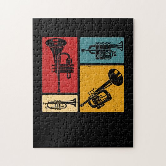 Vintage Marching Band Trumpet Player Retro Design ジグソーパズル (縦)