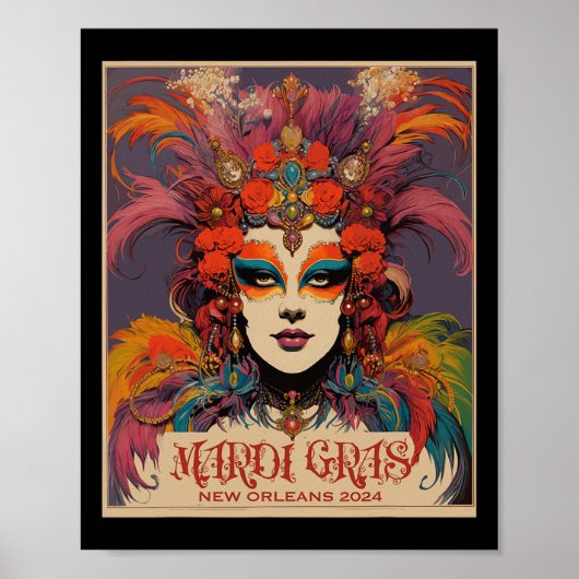 Vintage Mardi Gras Women ポスター (正面)
