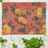 Vintage Marigold Calendula Floral Pattern キッチンタオル (折り畳み)