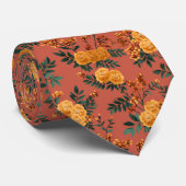 Vintage Marigold Calendula Floral Pattern ネクタイ (ロール)