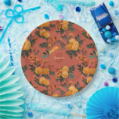 Vintage Marigold Calendula Floral Pattern ペーパープレート (パーティー)