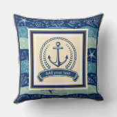 Vintage Maritime Anchor Rope Frame Ocean クッション (裏面)