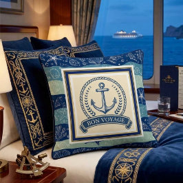 Vintage Maritime Anchor Rope Frame Ocean クッション