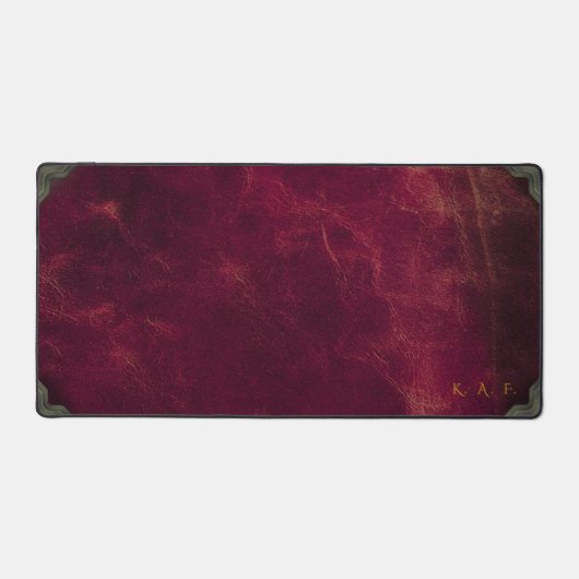 Vintage Maroon Leather Look Personalized デスクマット (正面)