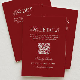 Vintage Maroon Wedding Details Qr Code エンクロージャーカード