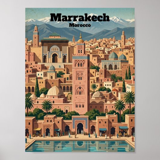 Vintage Marrakech Morocco Architecture Travel ポスター (正面)