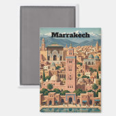 Vintage Marrakech Morocco Architecture Travel マグネット (正面/裏面)