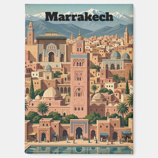 Vintage Marrakech Morocco Architecture Travel マグネット (正面)