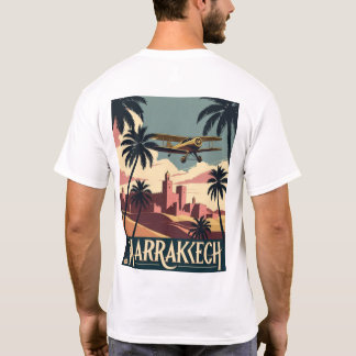 Vintage Marrakech Skyline and Airplane Tシャツ