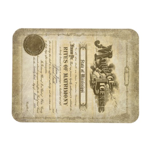 Vintage Marriage Certificate  マグネット (横)