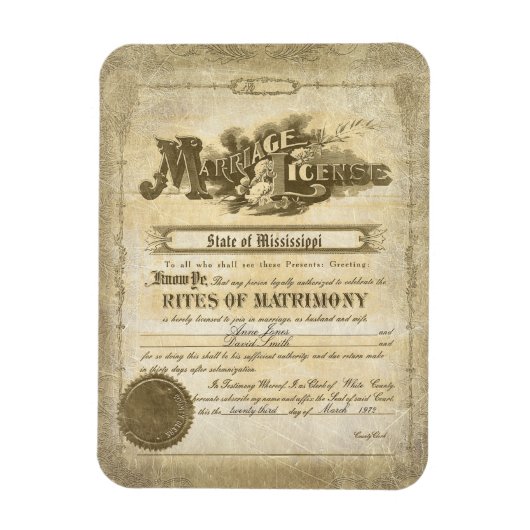 Vintage Marriage Certificate  マグネット (縦)