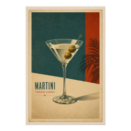 Vintage Martini Cocktail Retro Mid-Century Modern ポスター