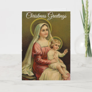 Vintage Mary With Jesus Christmas Greeting Card カード