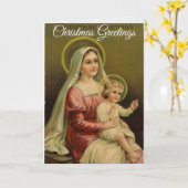 Vintage Mary With Jesus Christmas Greeting Card カード (黄色い花)