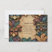 Vintage Masked Mardi Gras Masquerade サンキューカード (正面)