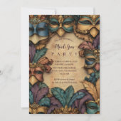 Vintage Masked Mardi Gras Masquerade 招待状 (正面)