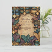 Vintage Masked Mardi Gras Masquerade 招待状 (スタンド正面)