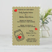Vintage mason jar wood grain theme wedding  招待状 (スタンド正面)