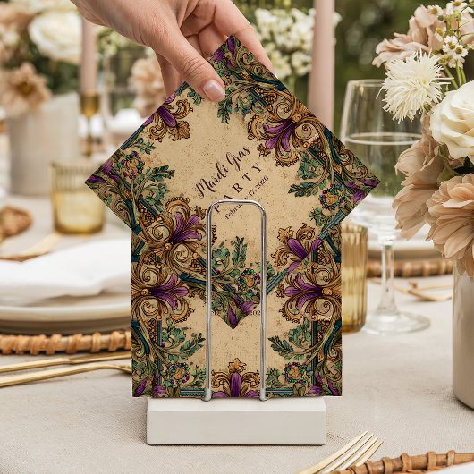 Vintage Masquerade Mardi Gras Elegance スタンダードカクテルナプキン