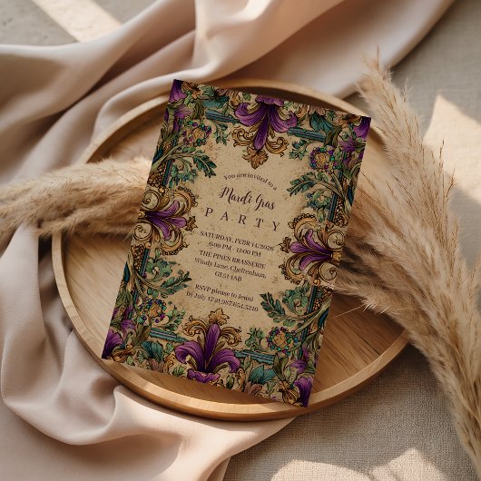 Vintage Masquerade Mardi Gras Elegance 招待状