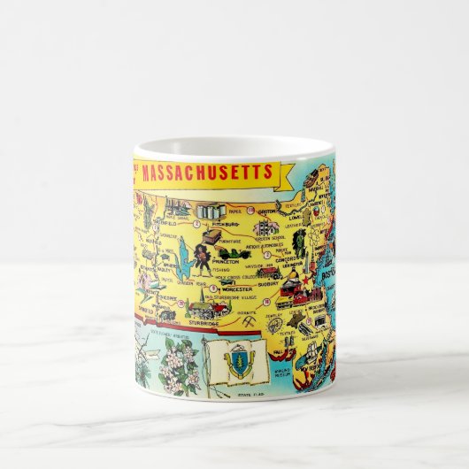 Vintage Massachusetts Map Mug コーヒーマグカップ (中央)