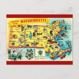 Vintage Massachusetts Map Postcard ポストカード