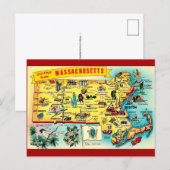 Vintage Massachusetts Map Postcard ポストカード (正面/裏面)