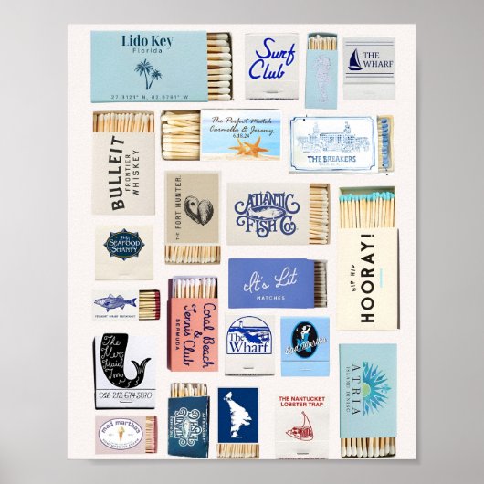 Vintage Matchbook Art Coastal Poster ポスター (正面)