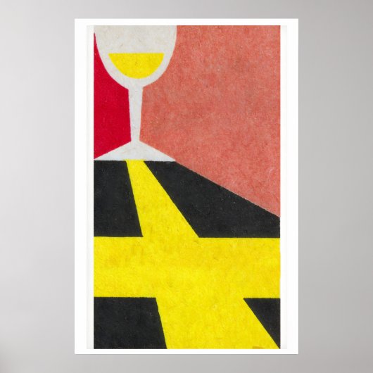 Vintage Matchbox Wine Glass Print - Eastern Europe ポスター (正面)