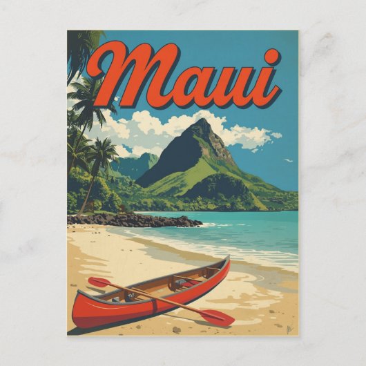 Vintage Maui Hawaii Travel ポストカード (正面)