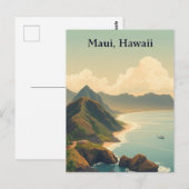 Vintage Maui, Hawaii Travel Illustration ポストカード (正面/裏面)