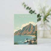 Vintage Maui, Hawaii Travel Illustration ポストカード (スタンド正面)